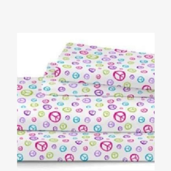 Peace Sign Bed in a bag+ Curtain 9pc TWIN Bedding & Window Set🆕FAST📦🏃🏻💨⚡🚚 - Picture 7 of 15